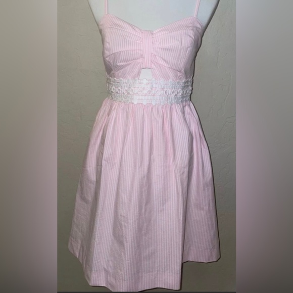 New! Lilly Pulitzer Sleeveless Seersucker Dress In Capri Coral Size 6🎀 - Picture 4 of 13